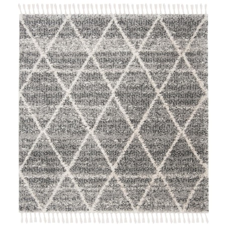 Safavieh 6 ft. 7 in. x 6 ft. 7 in. Melrose Shag 900 Square Rug Gray & Ivory SGML935F-7SQ